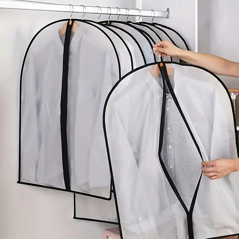 Dustproof Transparent Garment Bag, 23.62x39.37 Inches Semi-Transparent Full-Zipper Suit Cover, Suitable for Wardrobe Storage and Travel, Black