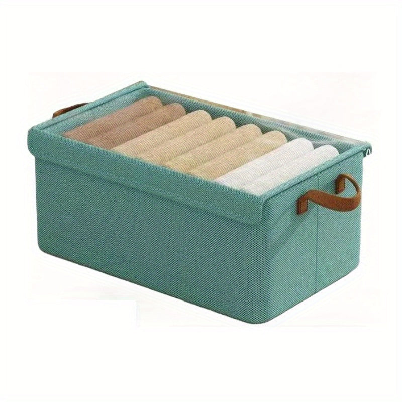 Foldable Fabric Clothes Storage Box, Multi-Purpose Closet Storage Box with Transparent Windows, Breathable Non-Woven Material – Covered, Tiered, Perfect for Pants And Underwear, Home Storage And Organization, Underbed Storage, Under-Bed Storage
