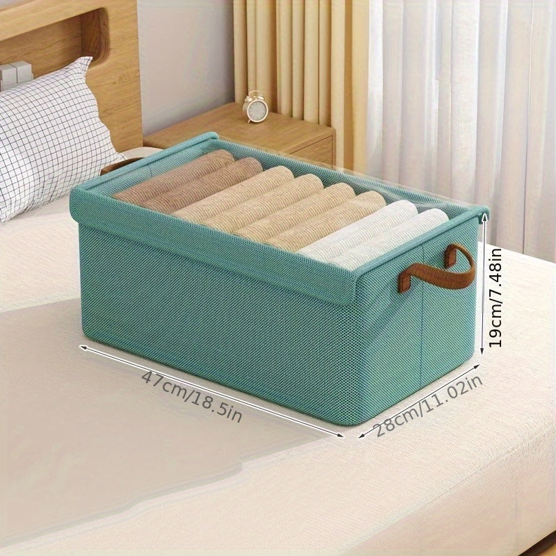 Foldable Fabric Clothes Storage Box, Multi-Purpose Closet Storage Box with Transparent Windows, Breathable Non-Woven Material – Covered, Tiered, Perfect for Pants And Underwear, Home Storage And Organization, Underbed Storage, Under-Bed Storage