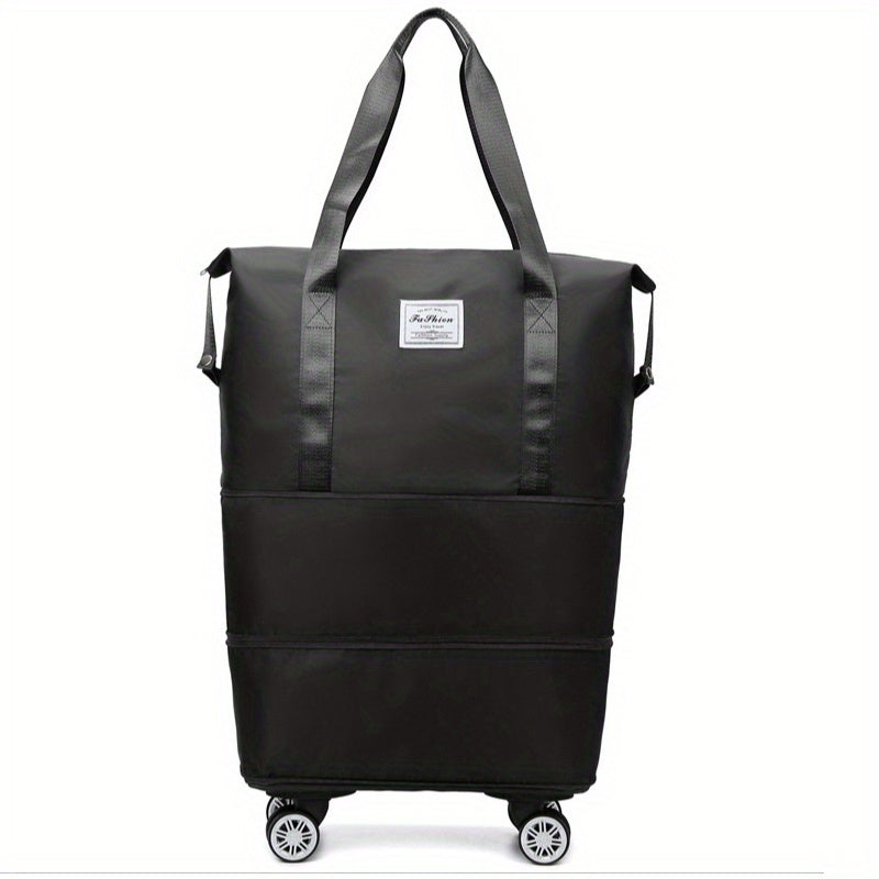 Large-Capacity Foldable Travel Storage Bag Made of Durable Nylon, in Black Color, Multifunctional And Portable with Wheels, Designed for Outdoor Travel And Compliant with Aircraft Overhead Luggage Compartment Requirements