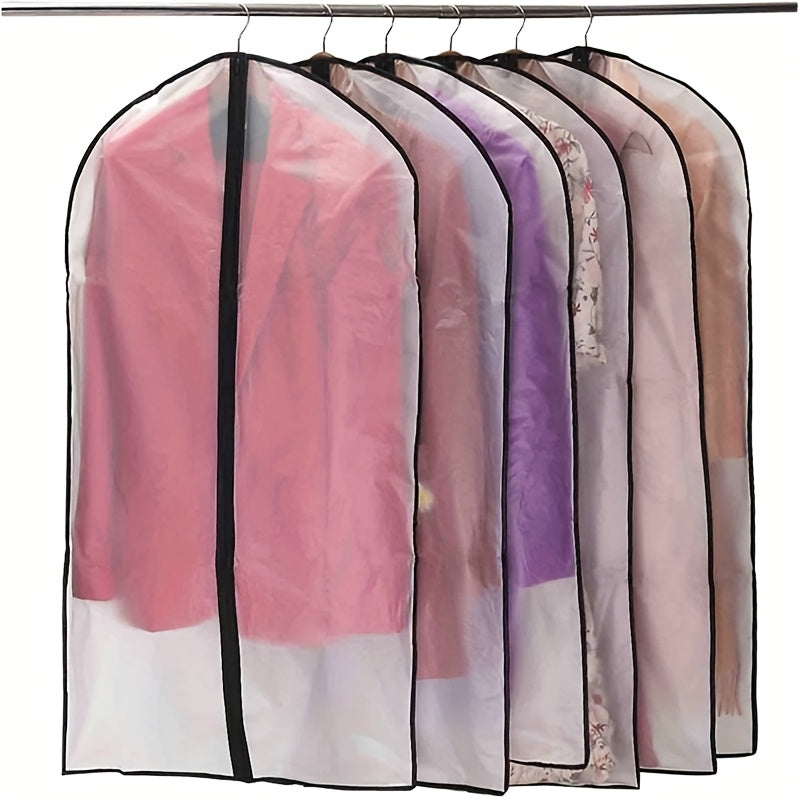 Dustproof Transparent Garment Bag, 23.62x39.37 Inches Semi-Transparent Full-Zipper Suit Cover, Suitable for Wardrobe Storage and Travel, Black
