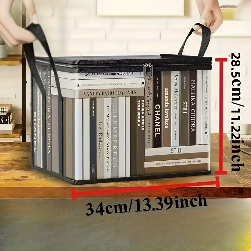 2 Transparent Plastic Storage Box Book Storage Box Book Sorting Artifact Home Used, Large Capacity Book Clothing Storage Box-space-saving Office and Home Sorting, Transparent Design for Easy Observation, Book Storage Box, Foldable Bookshelf Bag