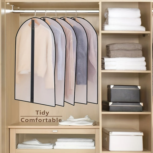 Dustproof Transparent Garment Bag, 23.62x39.37 Inches Semi-Transparent Full-Zipper Suit Cover, Suitable for Wardrobe Storage and Travel, Black