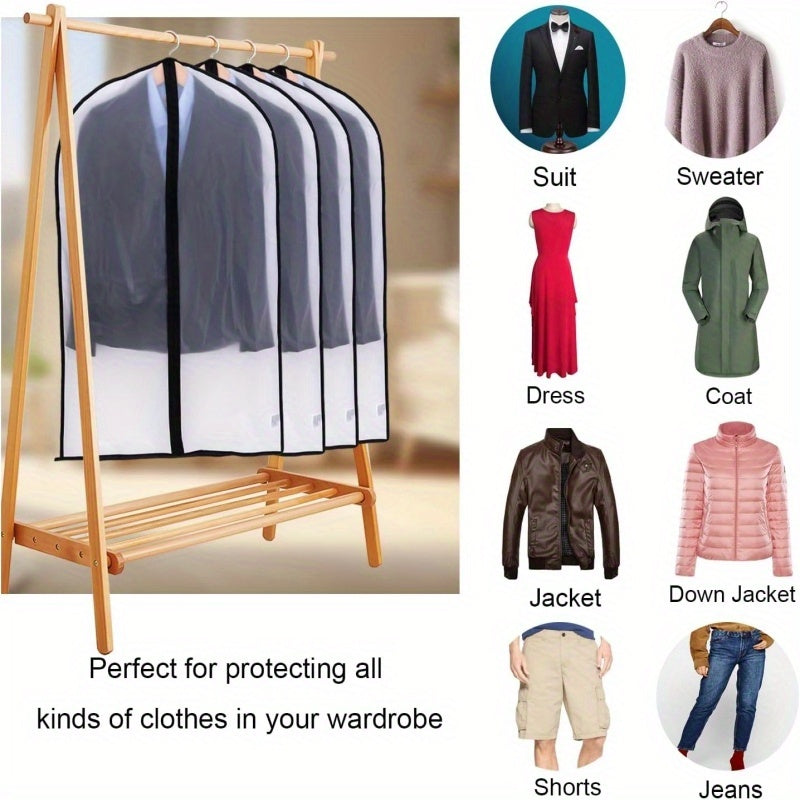 Dustproof Transparent Garment Bag, 23.62x39.37 Inches Semi-Transparent Full-Zipper Suit Cover, Suitable for Wardrobe Storage and Travel, Black
