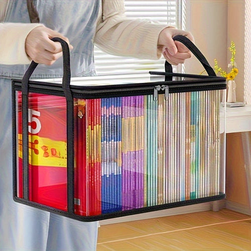 2 Transparent Plastic Storage Box Book Storage Box Book Sorting Artifact Home Used, Large Capacity Book Clothing Storage Box-space-saving Office and Home Sorting, Transparent Design for Easy Observation, Book Storage Box, Foldable Bookshelf Bag